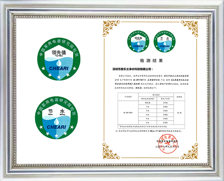 節(jié)水領先值等級證書